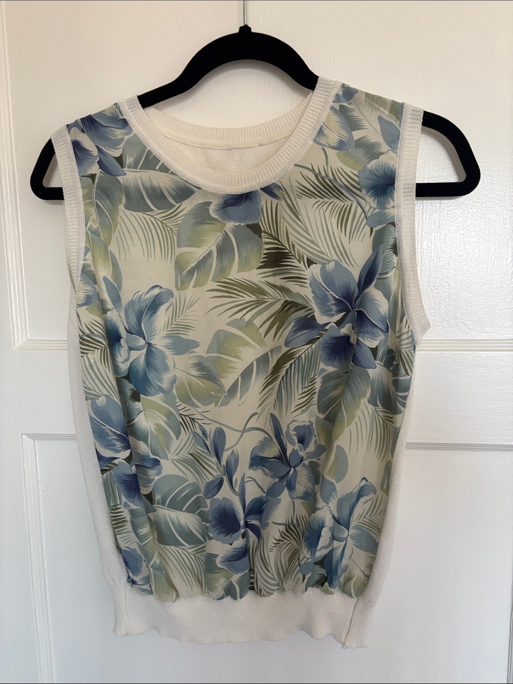 Women's Cream Floral Sleeveless Top